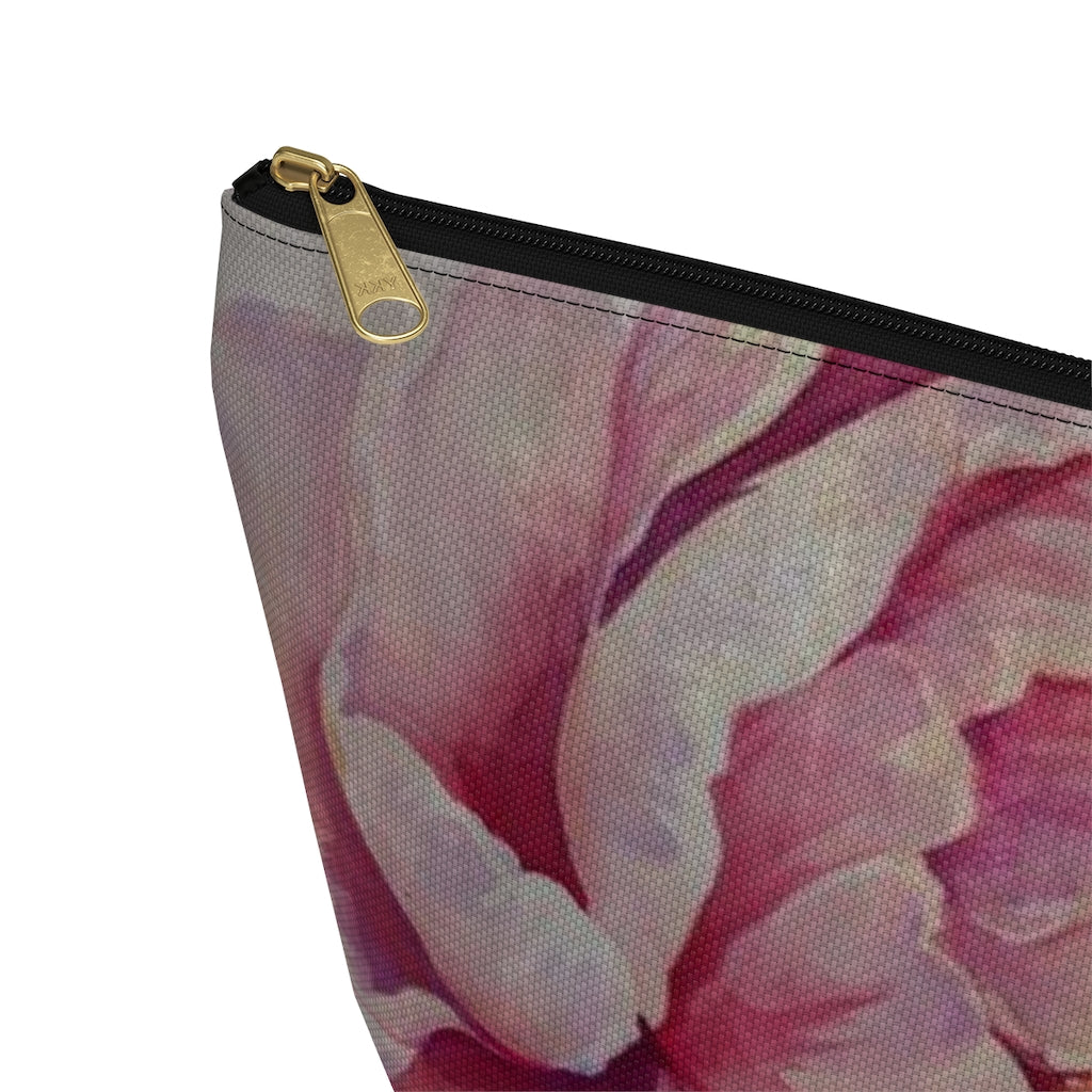 Rose Cosmetic Pouch w T-bottom, Accessory Pouch, Dusky Pink