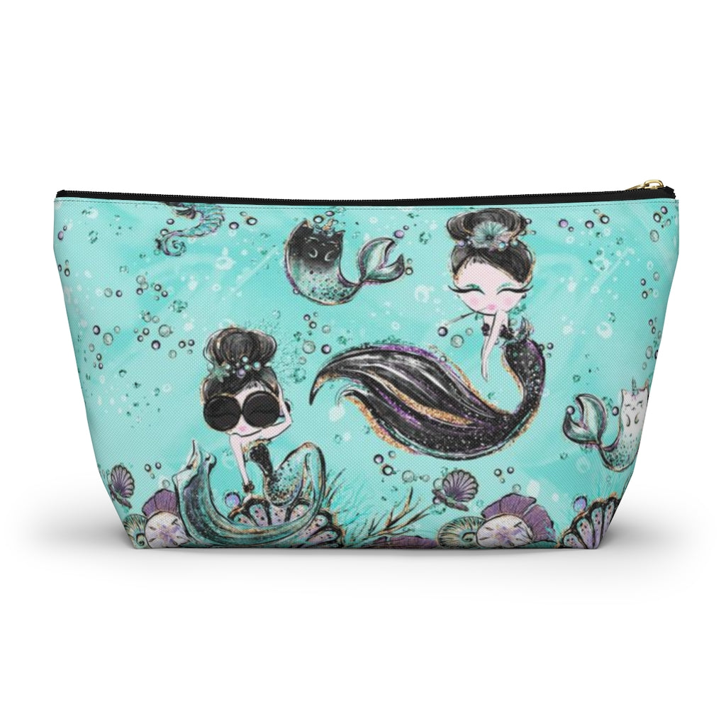 Audrey Hepburn Cosmetic Pouch w T-bottom, Accessory Pouch, Mermaid Mercat