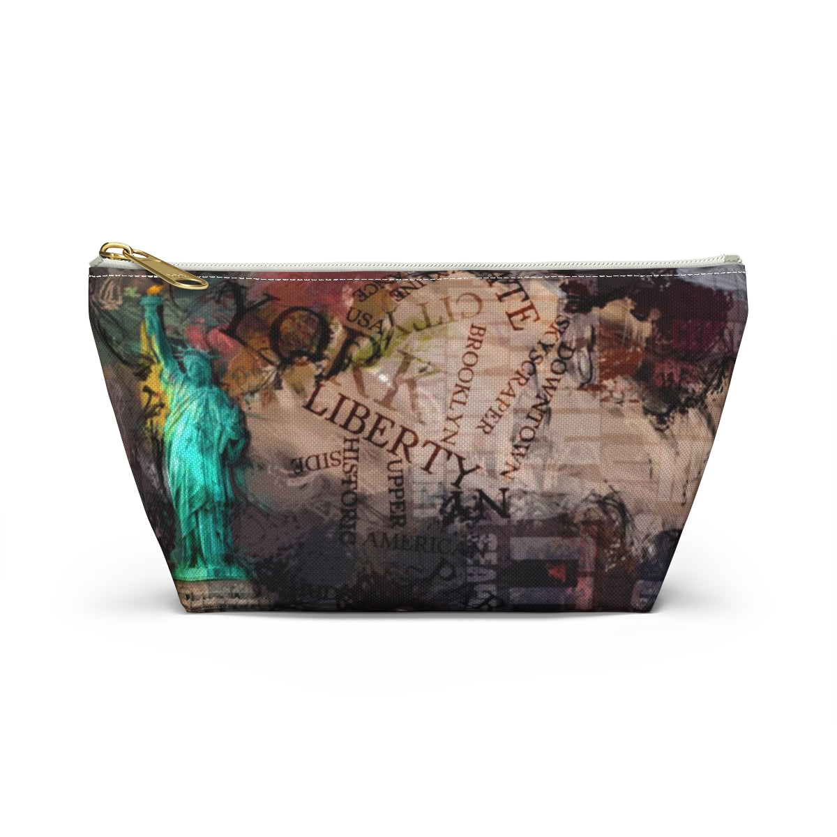 New York City Cosmetic Pouch w T-bottom, Accessory Pouch - NYC Liberty