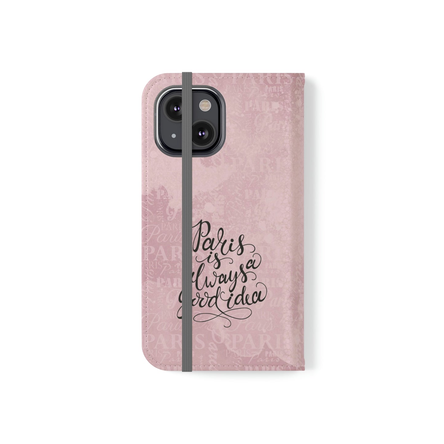 Audrey Hepburn Phone Case, Pink Paris Folio Phone Case, Paris is Always a Good Idea Smart Phone Folding Case