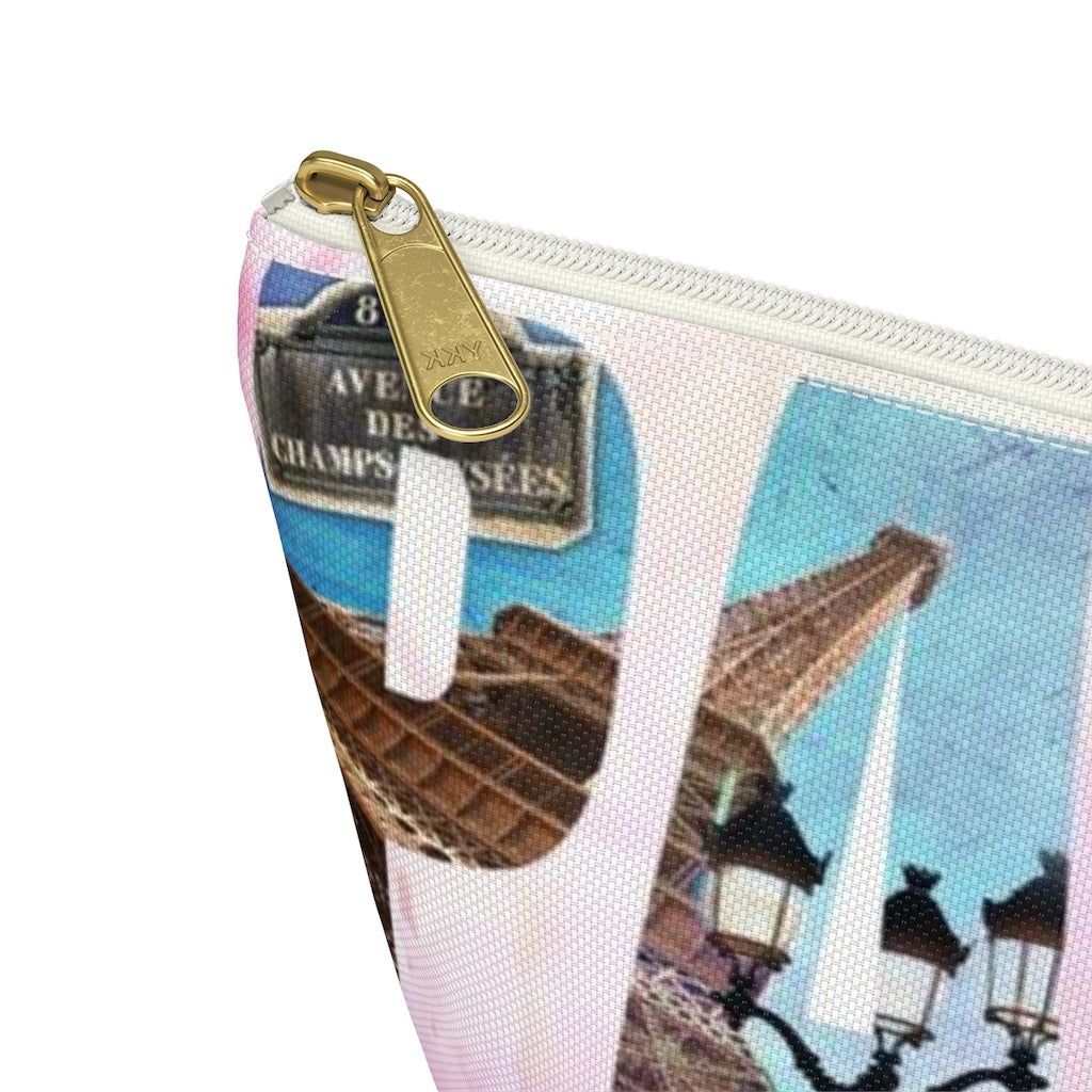 Paris Cosmetic Pouch w T-bottom, Accessory Pouch, Pink