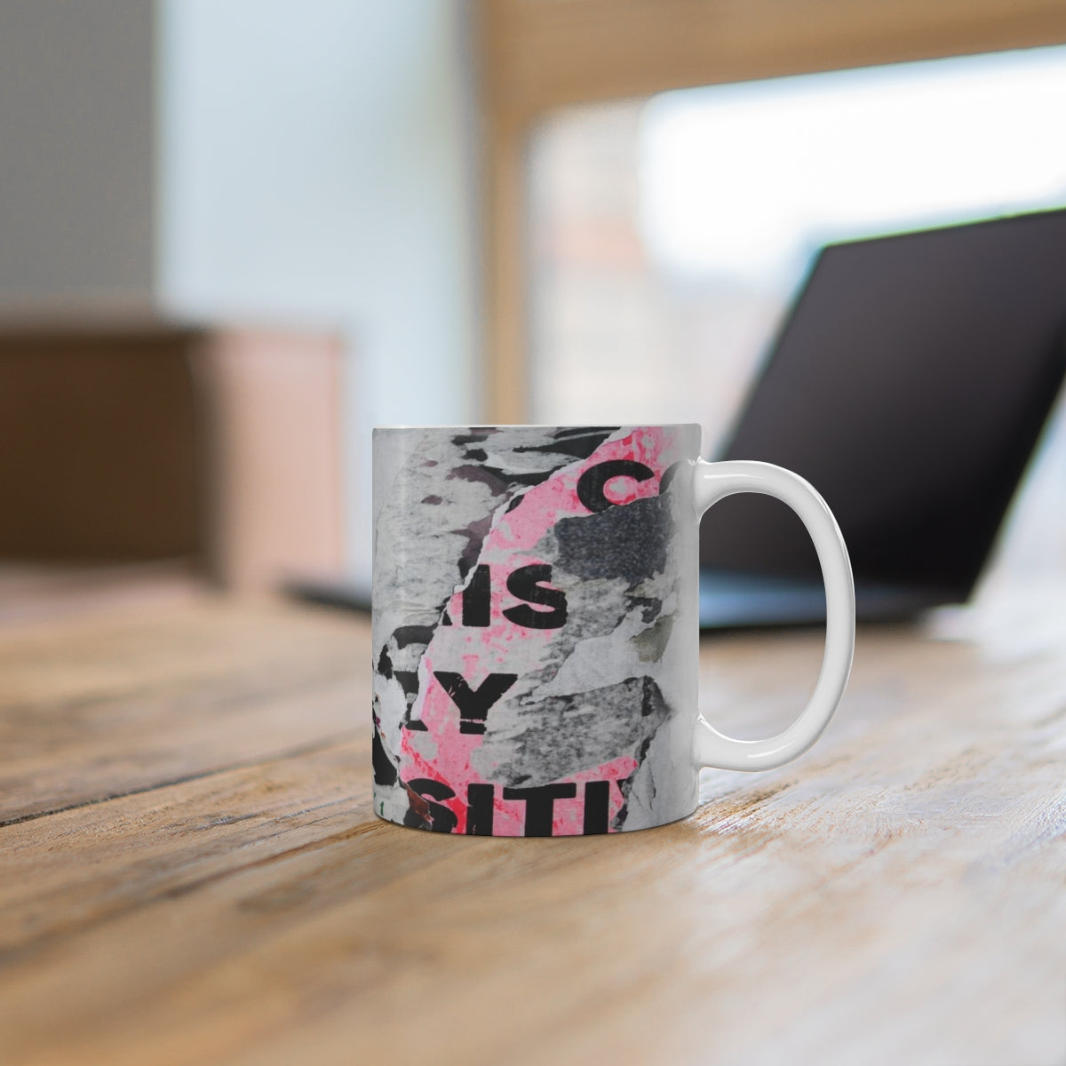 Marilyn Monroe Mug 11oz, Torn Poster Pink