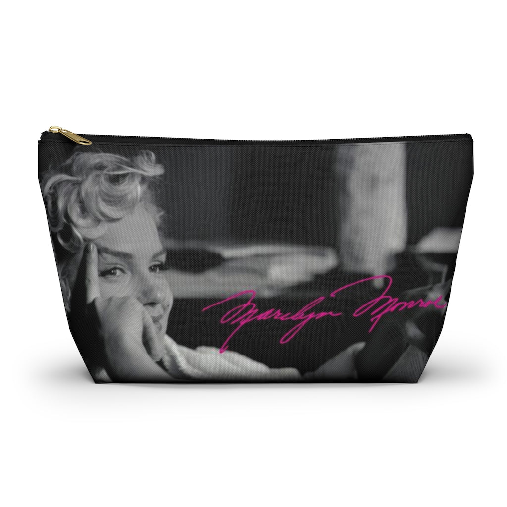 Marilyn Monroe Cosmetic Pouch w T-bottom, Accessory Pouch, Hot Pink Signature