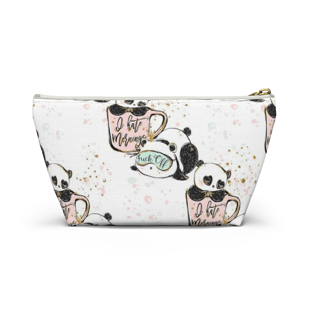 ADULT Not a Morning Panda Cosmetic Pouch w T-bottom, Accessory Pouch