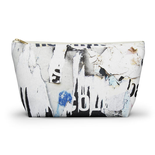 Urban Street Art Cosmetic Pouch w T-bottom, Accessory Pouch - Torn Poster Street Art Makeup Bag - COLD Bag 14