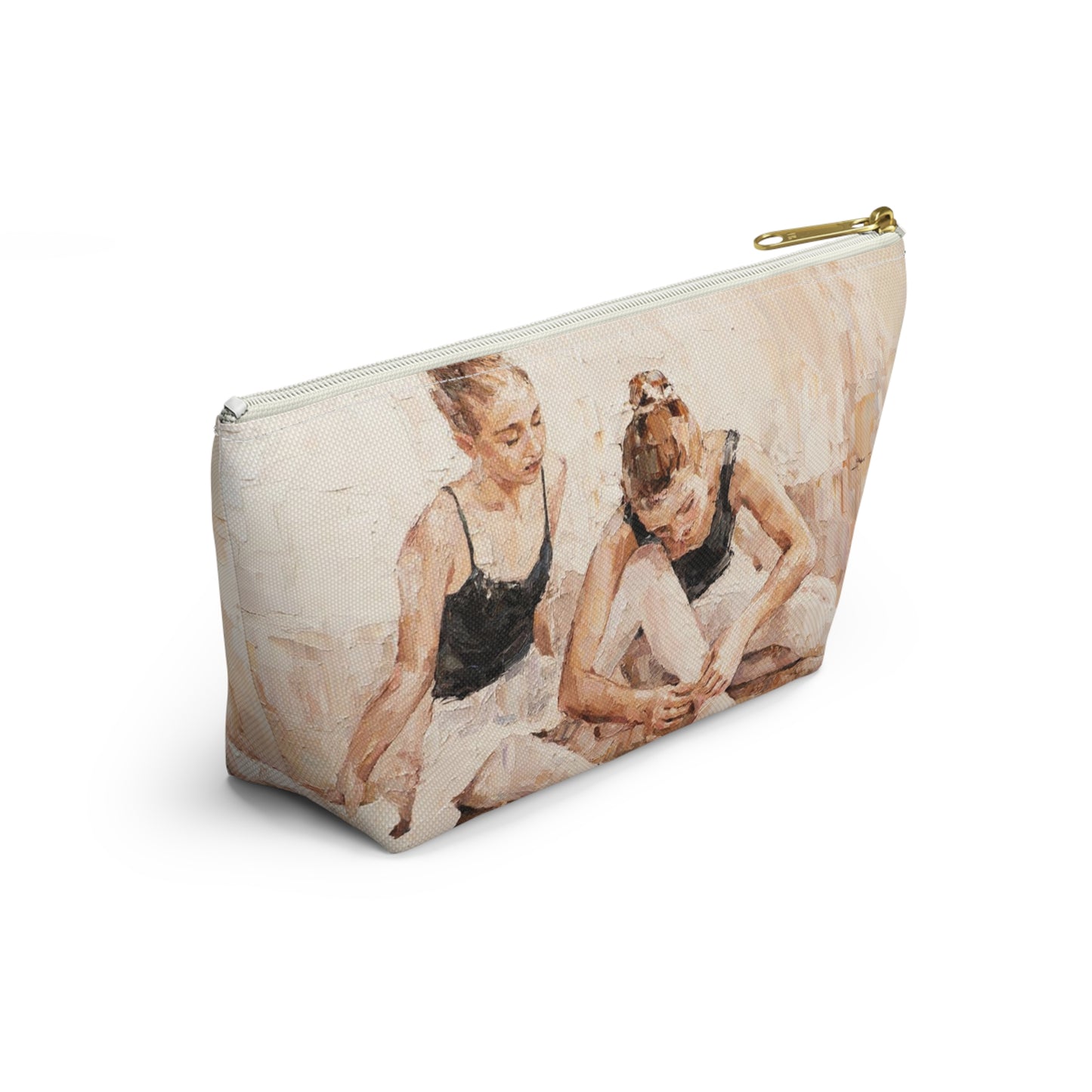 Ballet Cosmetic Pouch w T-bottom, Accessory Pouch - Ballerina Sisters Oil Painting