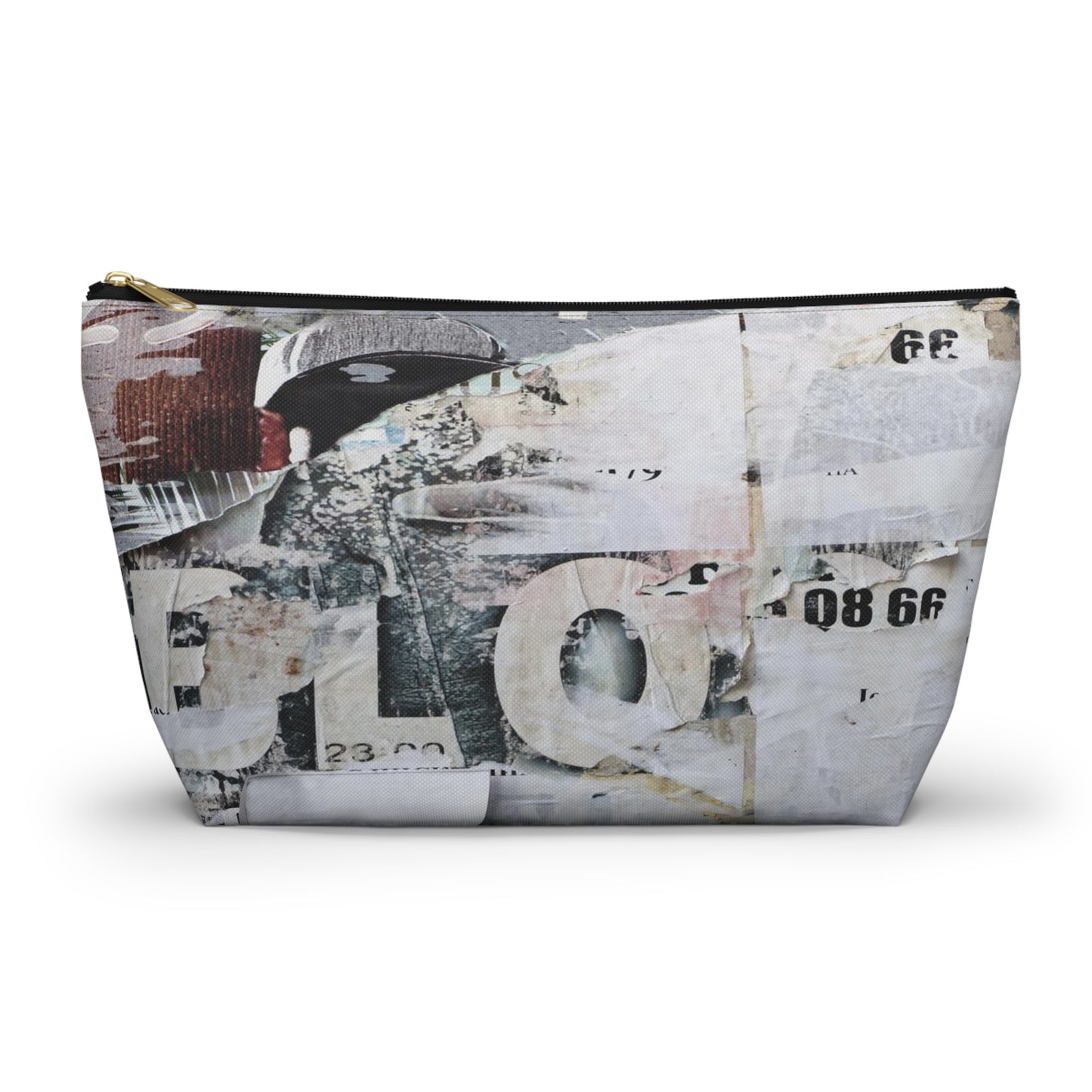 Urban Street Art Cosmetic Pouch w T-bottom, Accessory Pouch - Torn Poster Street Art Makeup Bag - BLO Bag 5