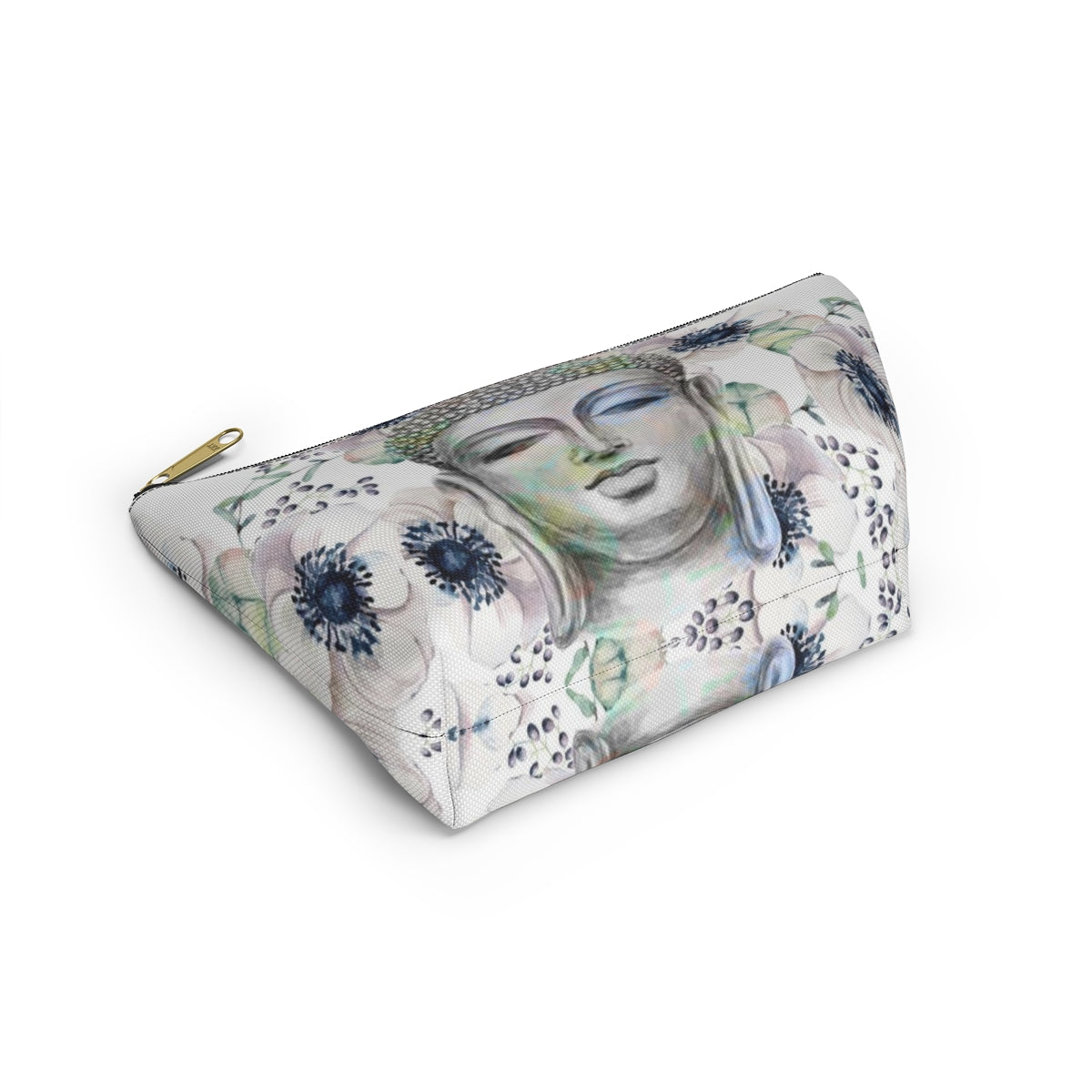 Buddha Cosmetic Pouch w T-bottom, Accessory Pouch - Buddha Flower