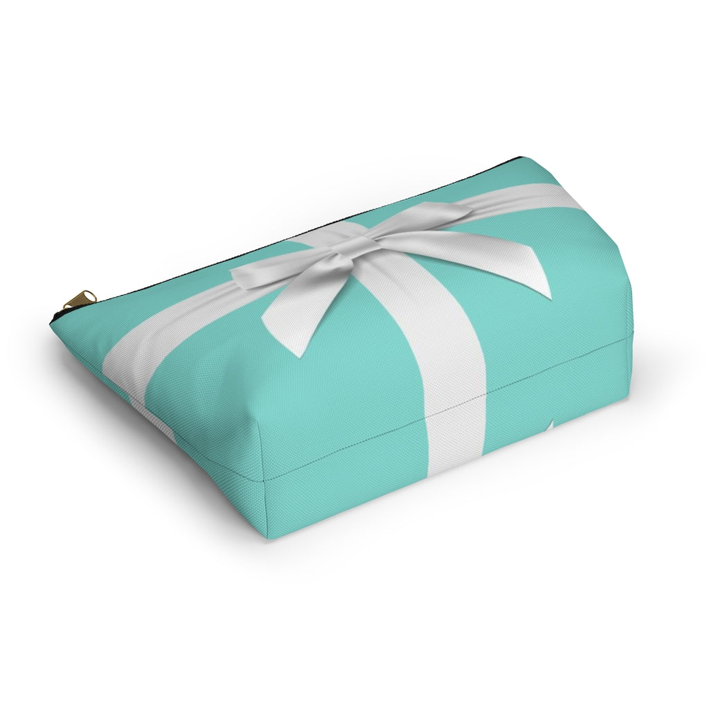 Little Blue Box Cosmetic Pouch w T-bottom, Accessory Pouch