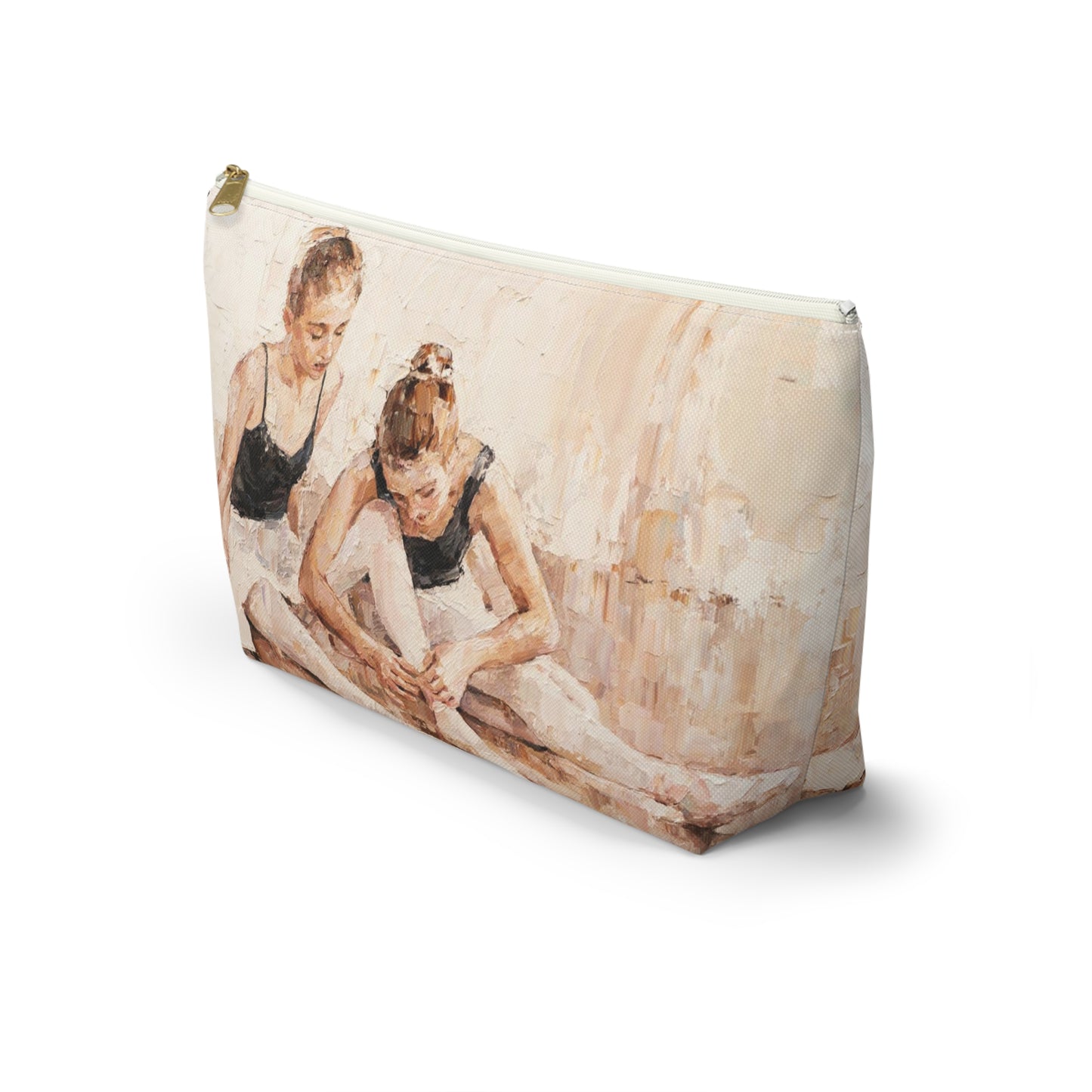 Ballet Cosmetic Pouch w T-bottom, Accessory Pouch - Ballerina Sisters Oil Painting