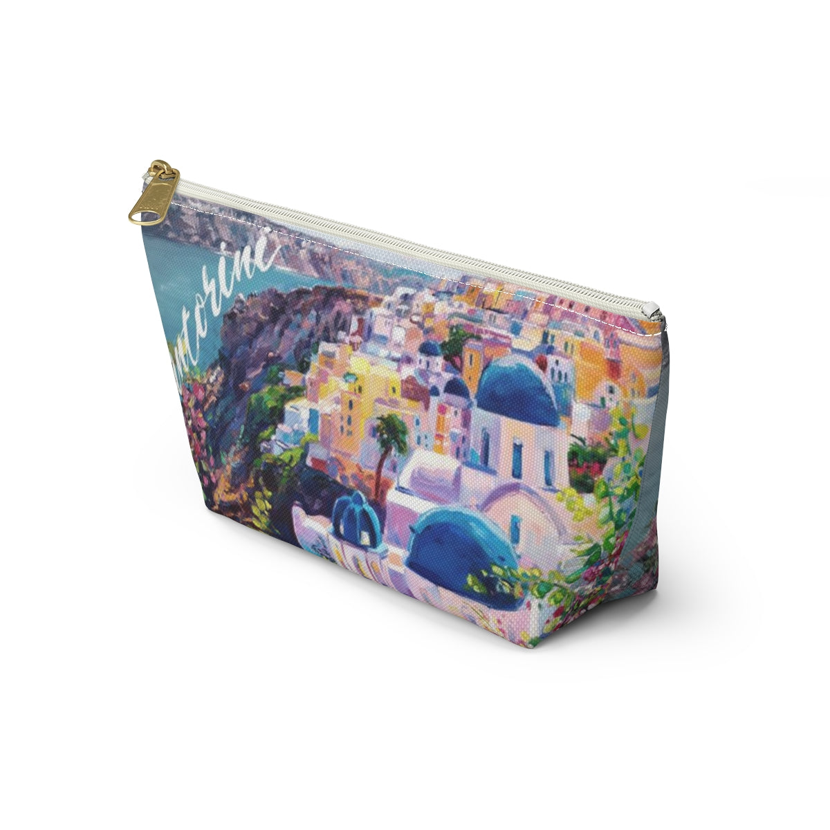 Santorini Pouch w T-bottom, Accessory Pouch - Santorini Greece