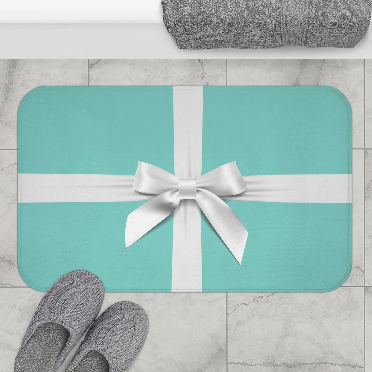 Personalized Little Blue Box Bath Mat - Your Name & Co. - Breakfast at Tiffany Inspired