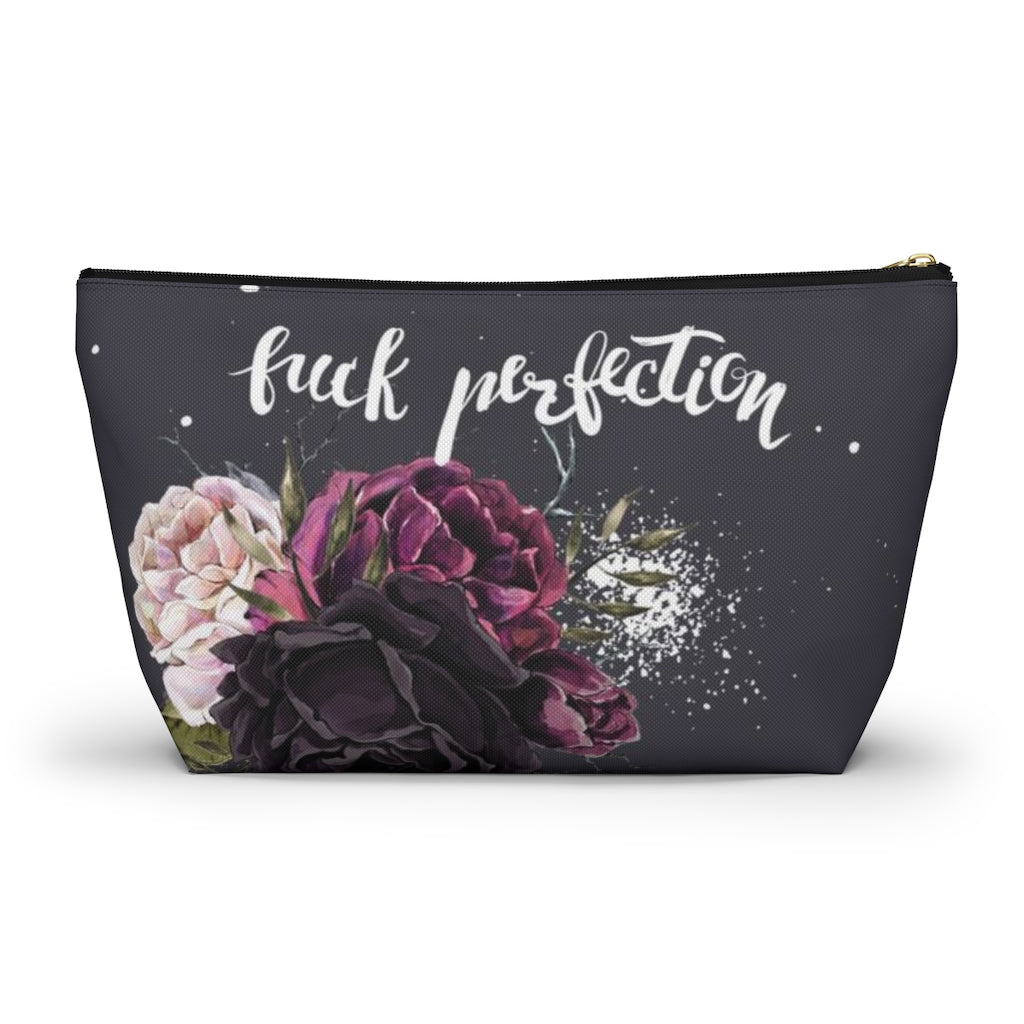 ADULT F*ck Perfection Cosmetic Pouch w T-bottom, Accessory Pouch, Rose