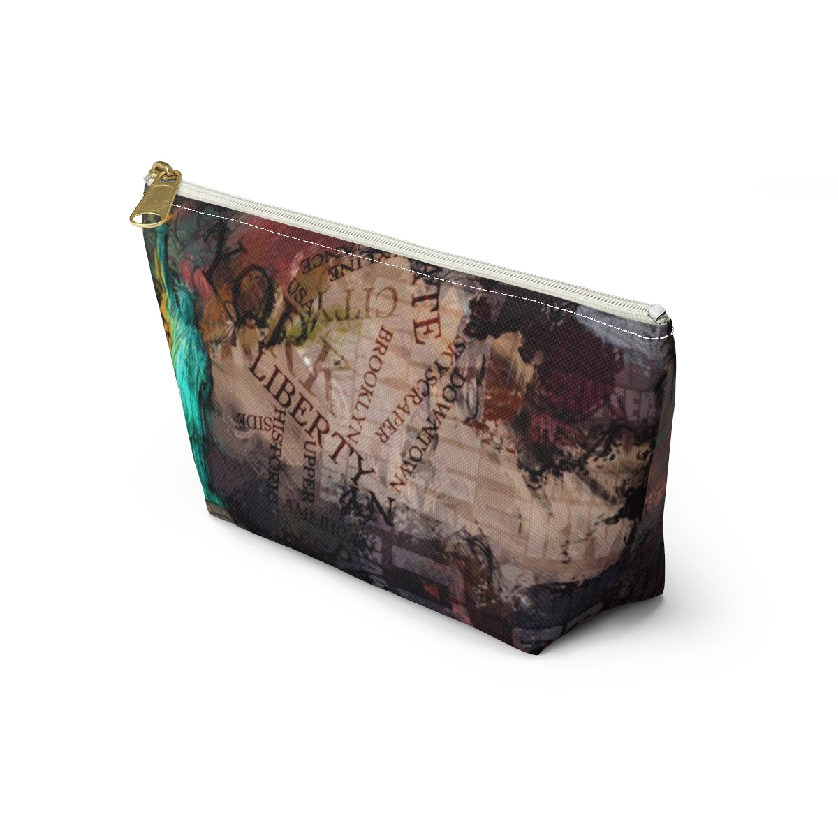 New York City Cosmetic Pouch w T-bottom, Accessory Pouch - NYC Liberty