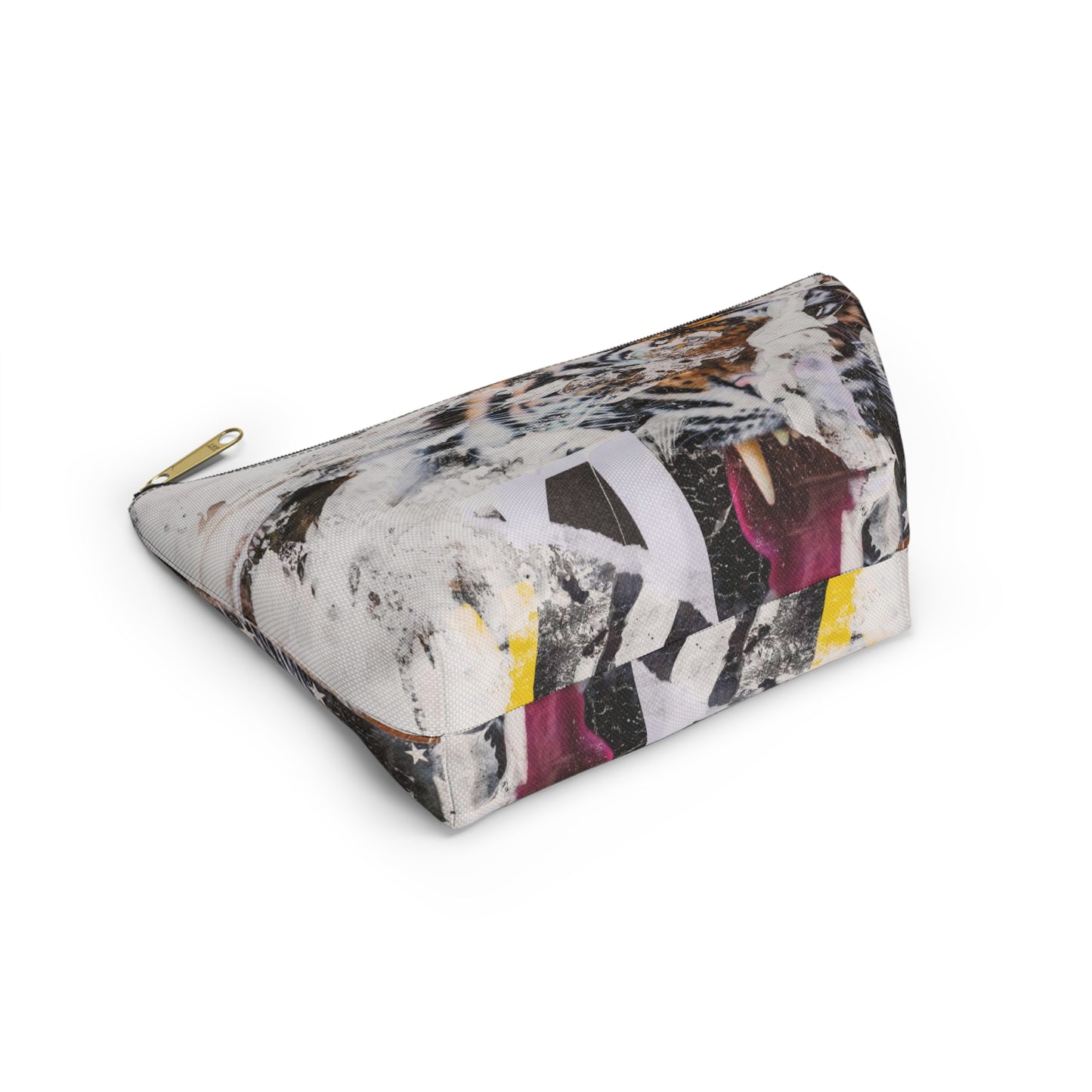 Urban Street Art Cosmetic Pouch w T-bottom, Accessory Pouch - Torn Poster Street Art Makeup Bag - Tiger Bag 4