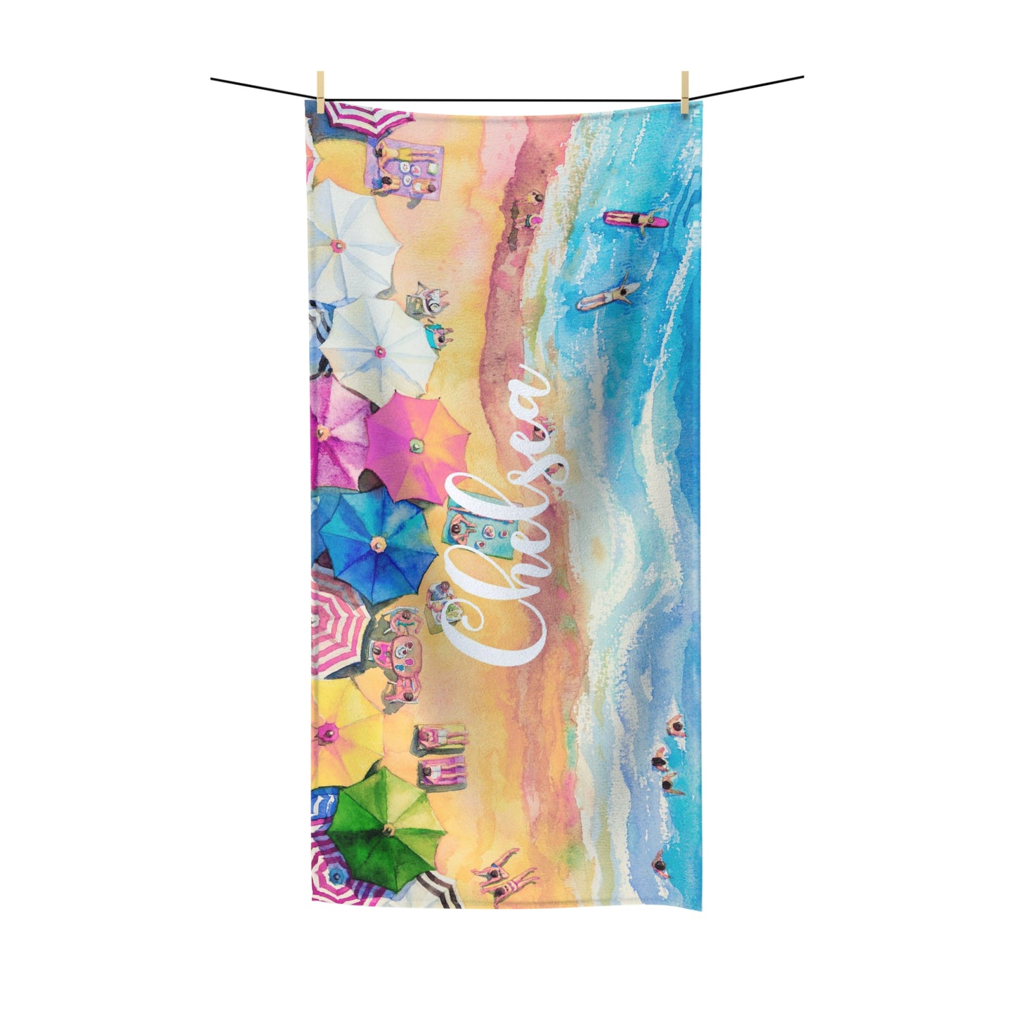 Personalized Umbrella Beach Towel - Beach Vacation Towel