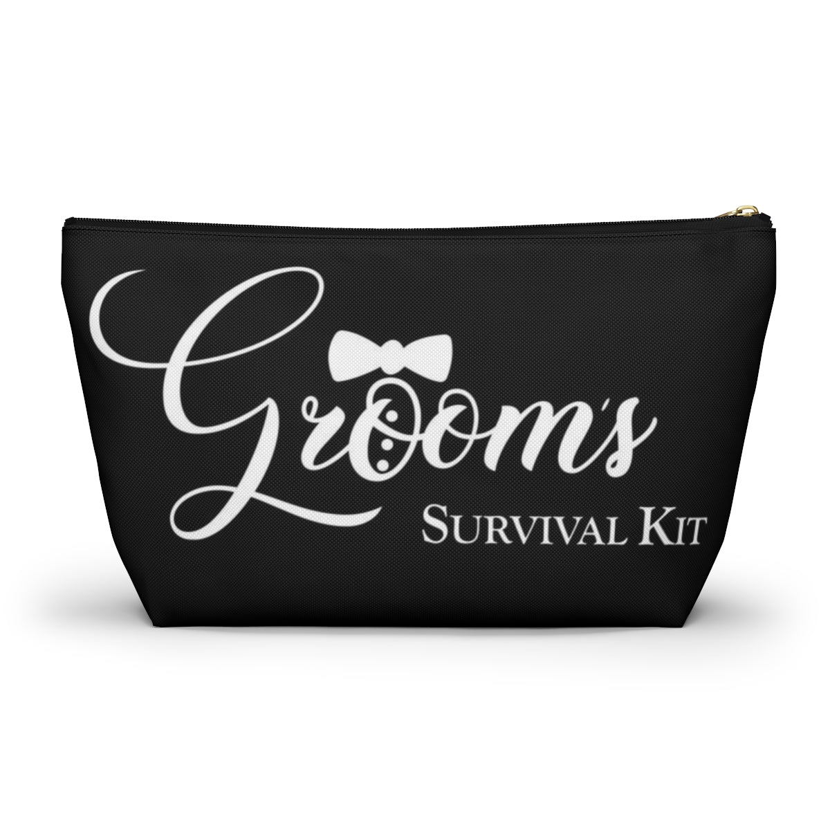 Grooms Survival Kit Cosmetic Pouch w T-bottom, Accessory Pouch, Black and White