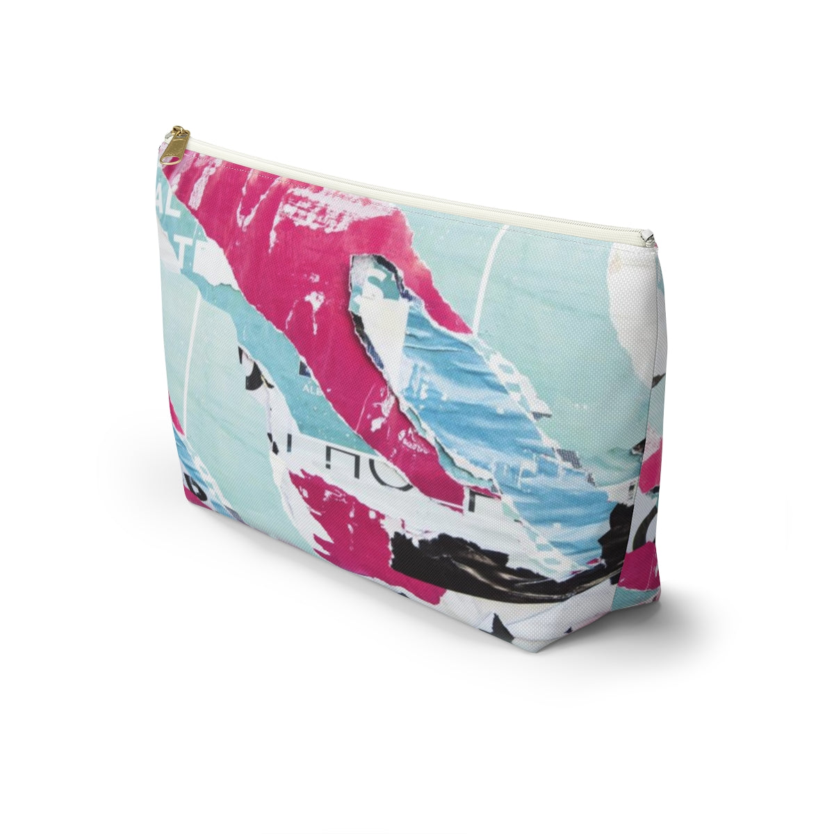 Abstract Cosmetic Pouch w T-bottom, Accessory Pouch,  Pink and Blue, Abstract Poster