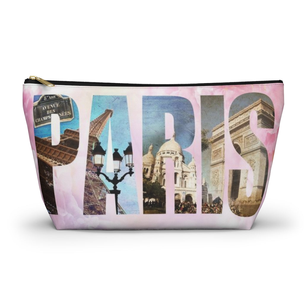 Paris Cosmetic Pouch w T-bottom, Accessory Pouch, Pink