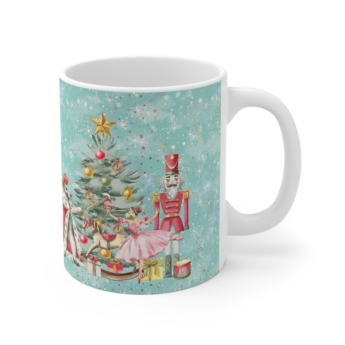 Personalized Nutcracker Mug 11oz - Blue Green Snowflake Nutcracker Ballet Mug