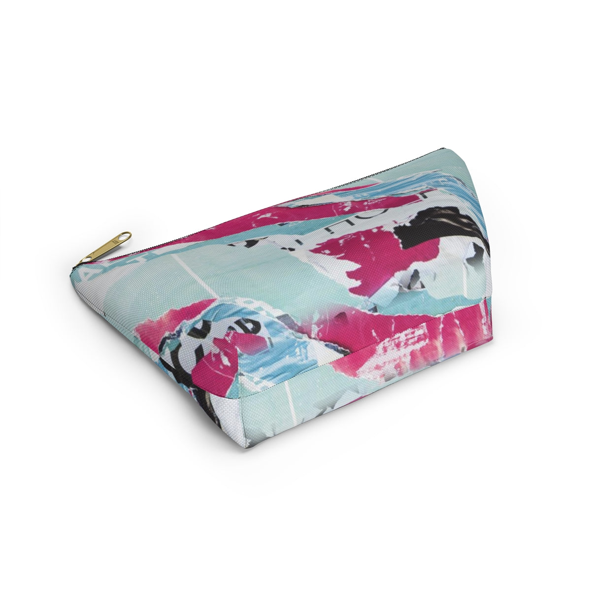 Abstract Cosmetic Pouch w T-bottom, Accessory Pouch,  Pink and Blue, Abstract Poster