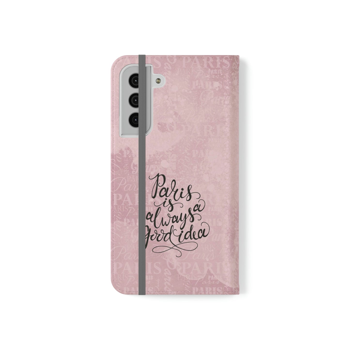 Audrey Hepburn Phone Case, Pink Paris Folio Phone Case, Paris is Always a Good Idea Smart Phone Folding Case