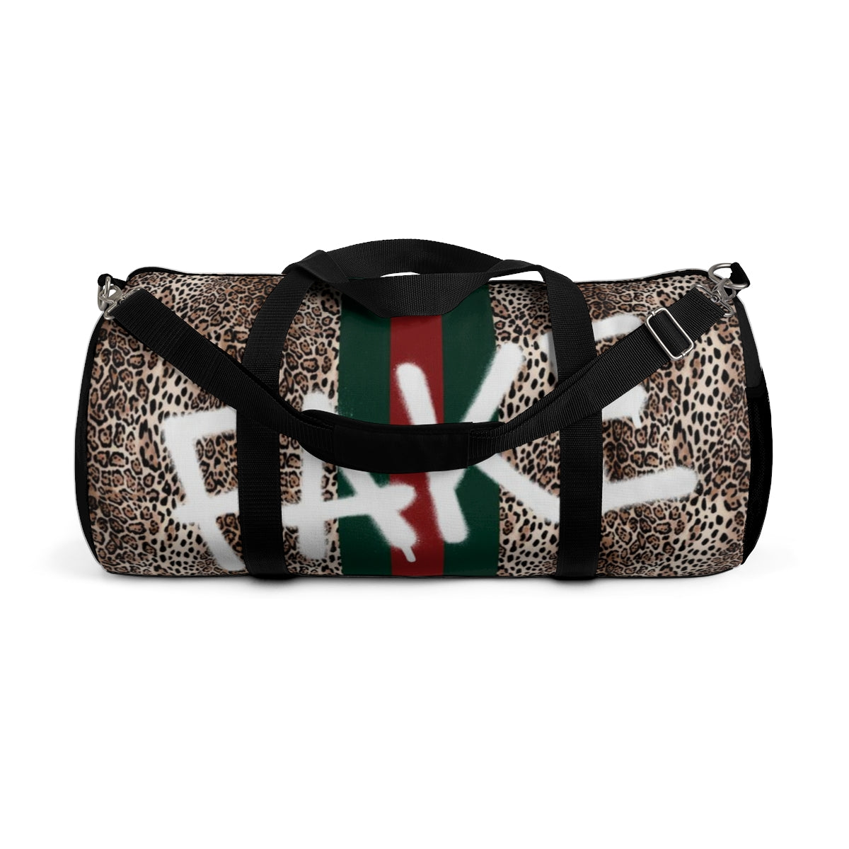 FAKE Fashion Inspired Duffel Bag - Leopard Red and Green Stripe