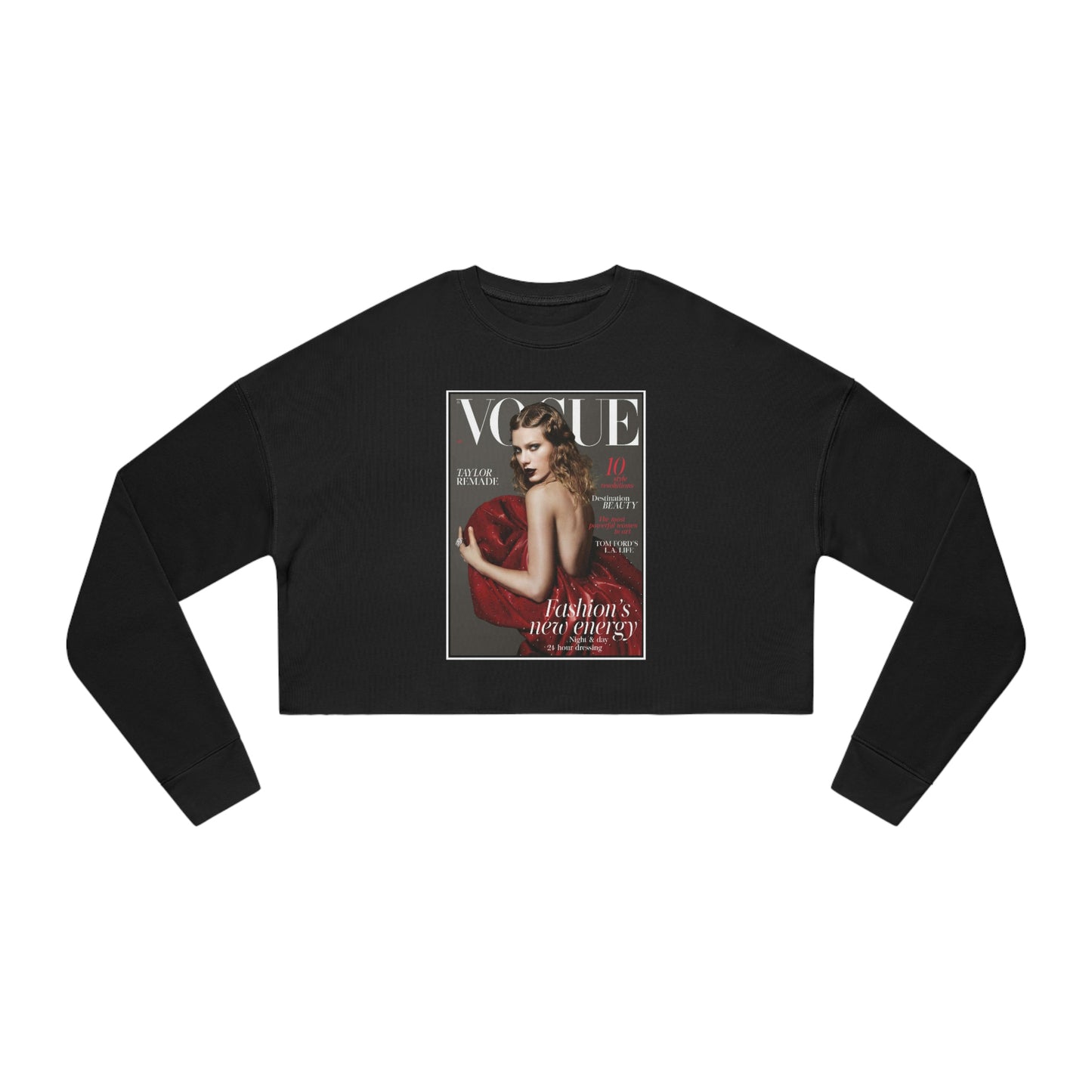 Taylor Swift Vogue Cover Crop Sweatshirt, Cropped Pullover, Crop Fleece, Crop Top - BLACK