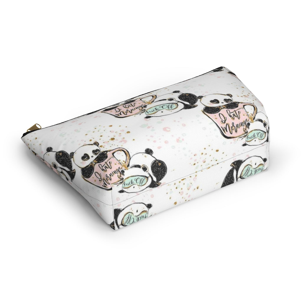 ADULT Not a Morning Panda Cosmetic Pouch w T-bottom, Accessory Pouch