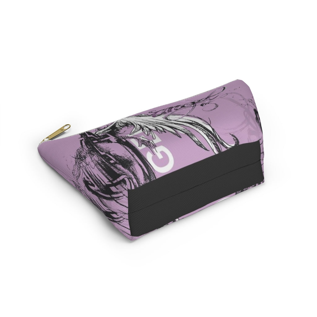 Angel Wing Cosmetic Pouch w T-bottom, Accessory Pouch, Purple