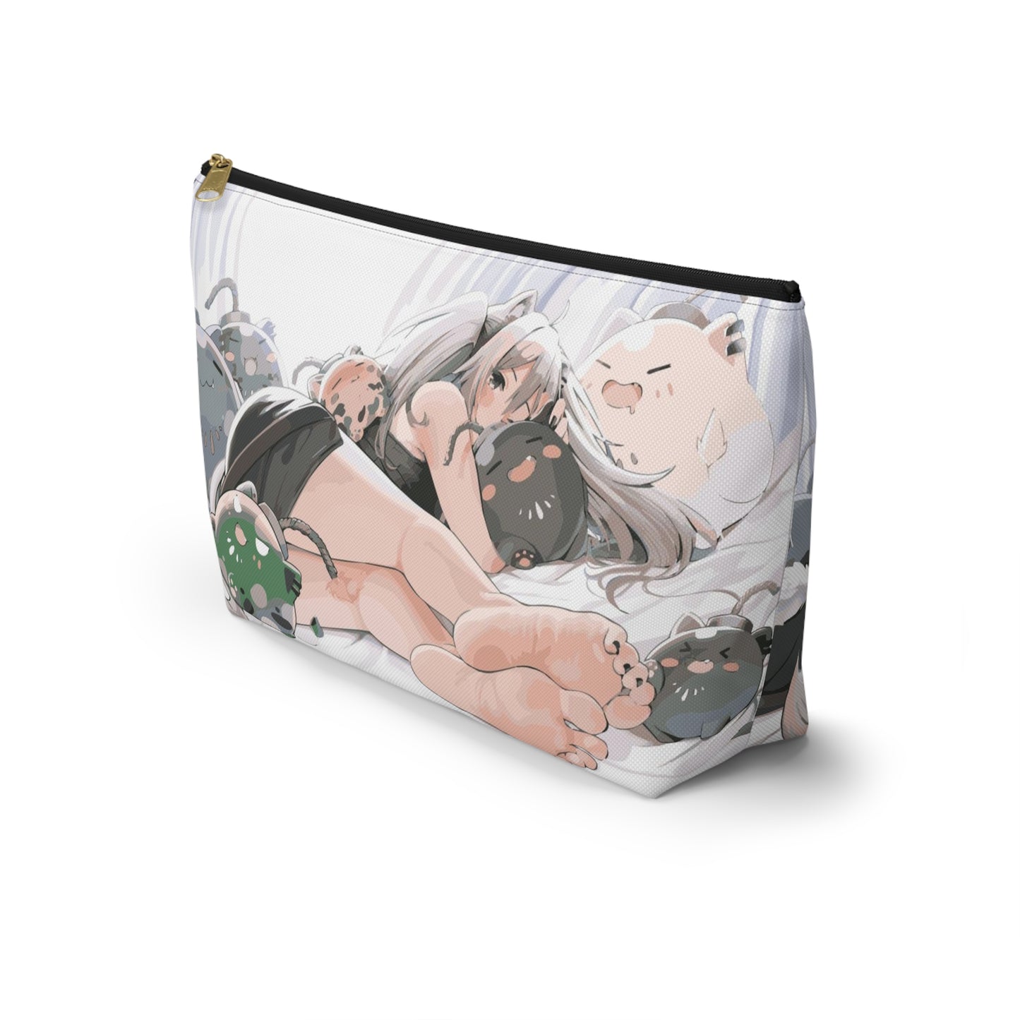 Anime Girl Cosmetic Pouch w T-bottom, Accessory Pouch, Anime Makeup Bag