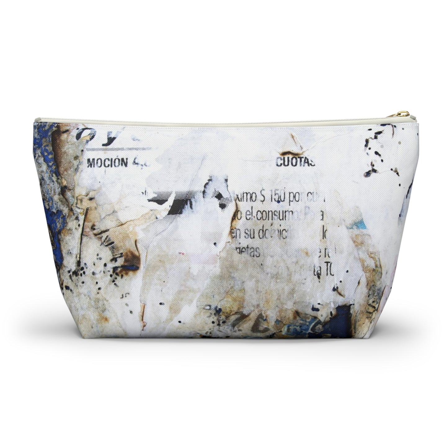 Urban Street Art Cosmetic Pouch w T-bottom, Accessory Pouch - Torn Poster Street Art Makeup Bag - Azule Bag 13