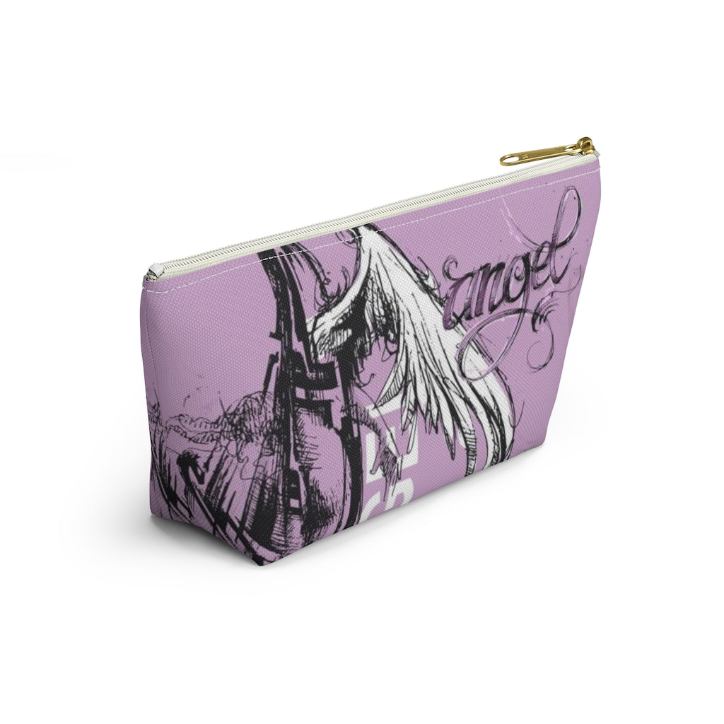 Angel Wing Cosmetic Pouch w T-bottom, Accessory Pouch, Purple