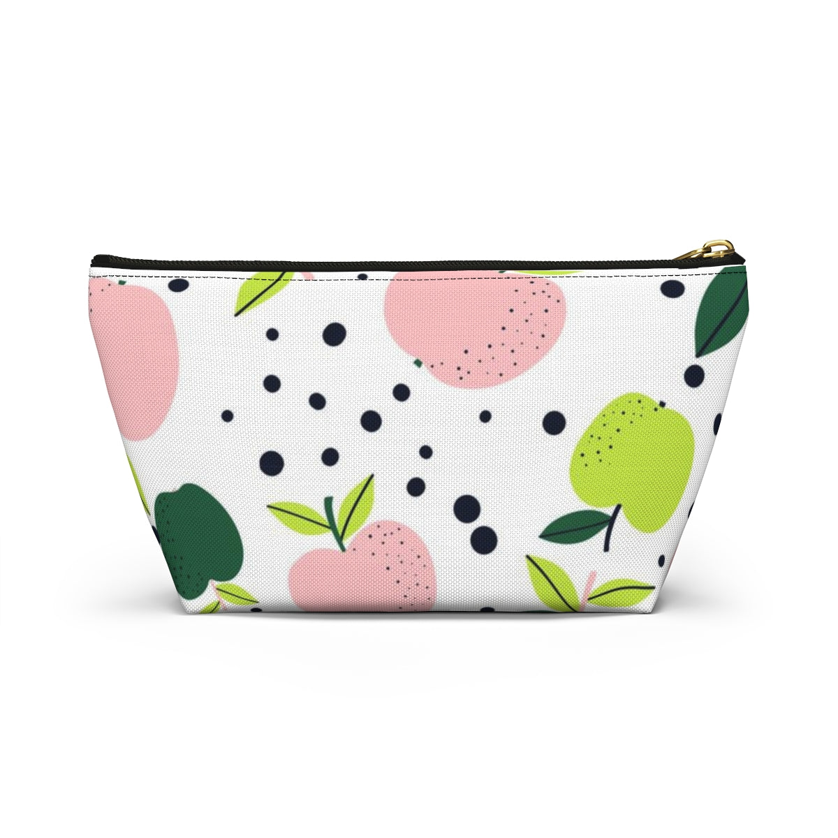 Teacher Life Cosmetic Pouch w T-bottom, Accessory Pouch, Pink and Green Apple Dot