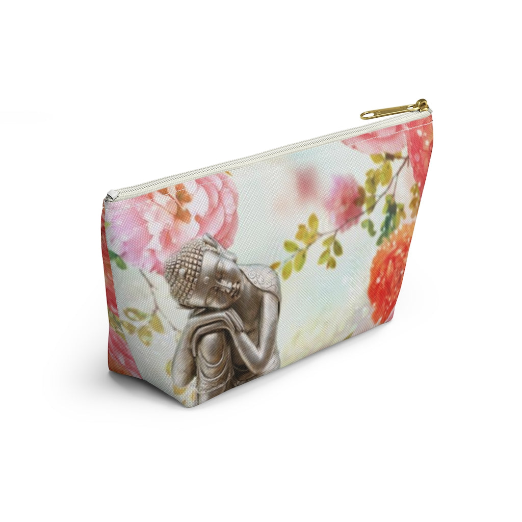 Buddha Cosmetic Pouch w T-bottom, Accessory Pouch, Rose