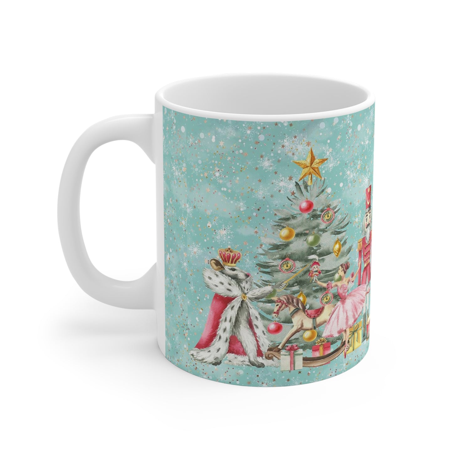 Personalized Nutcracker Mug 11oz - Blue Green Snowflake Nutcracker Ballet Mug