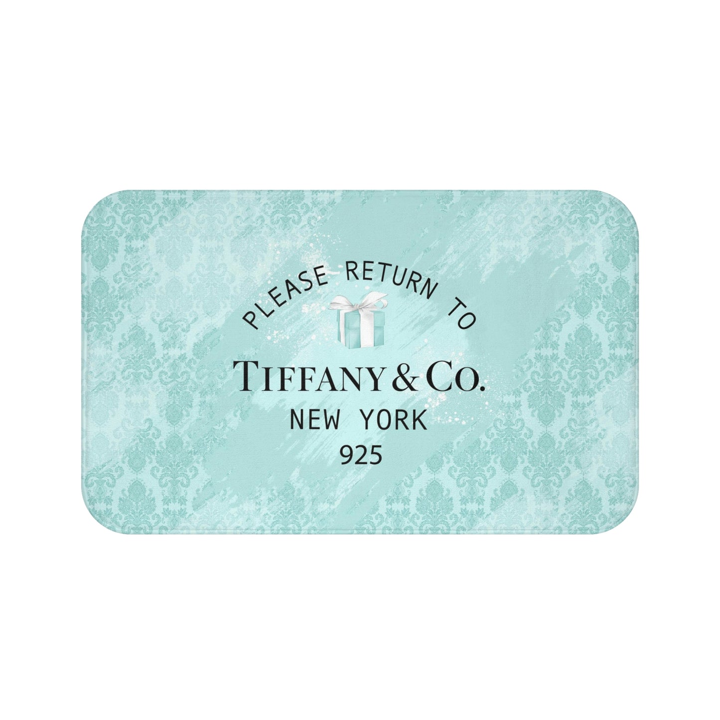 Personalized Please Return to Me Bath Mat - Your Name & Co. Shower Mat - Breakfast at Tiffany Inspired Bathroom Rug - Damask