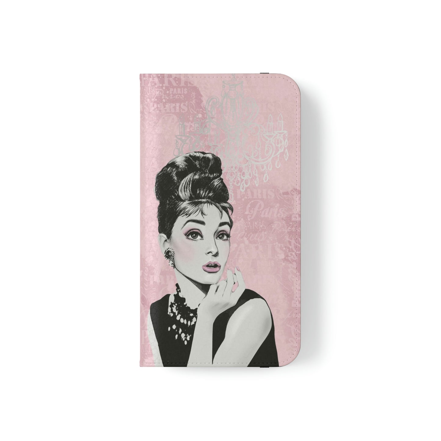 Audrey Hepburn Phone Case, Pink Paris Folio Phone Case, Paris is Always a Good Idea Smart Phone Folding Case