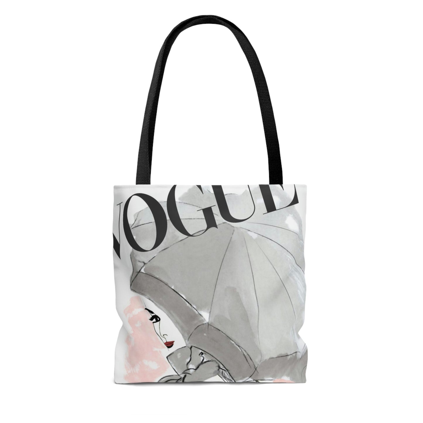 VOGUE Pink Umbrella Tote Bag - Personalized Fashion Canvas Tote Bag - Custom Designer Tote - 3 Sizes