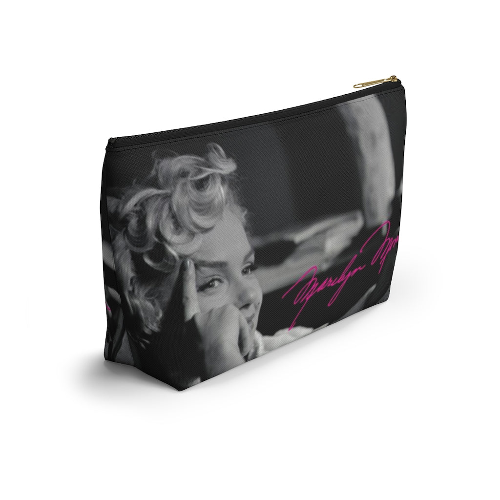 Marilyn Monroe Cosmetic Pouch w T-bottom, Accessory Pouch, Hot Pink Signature