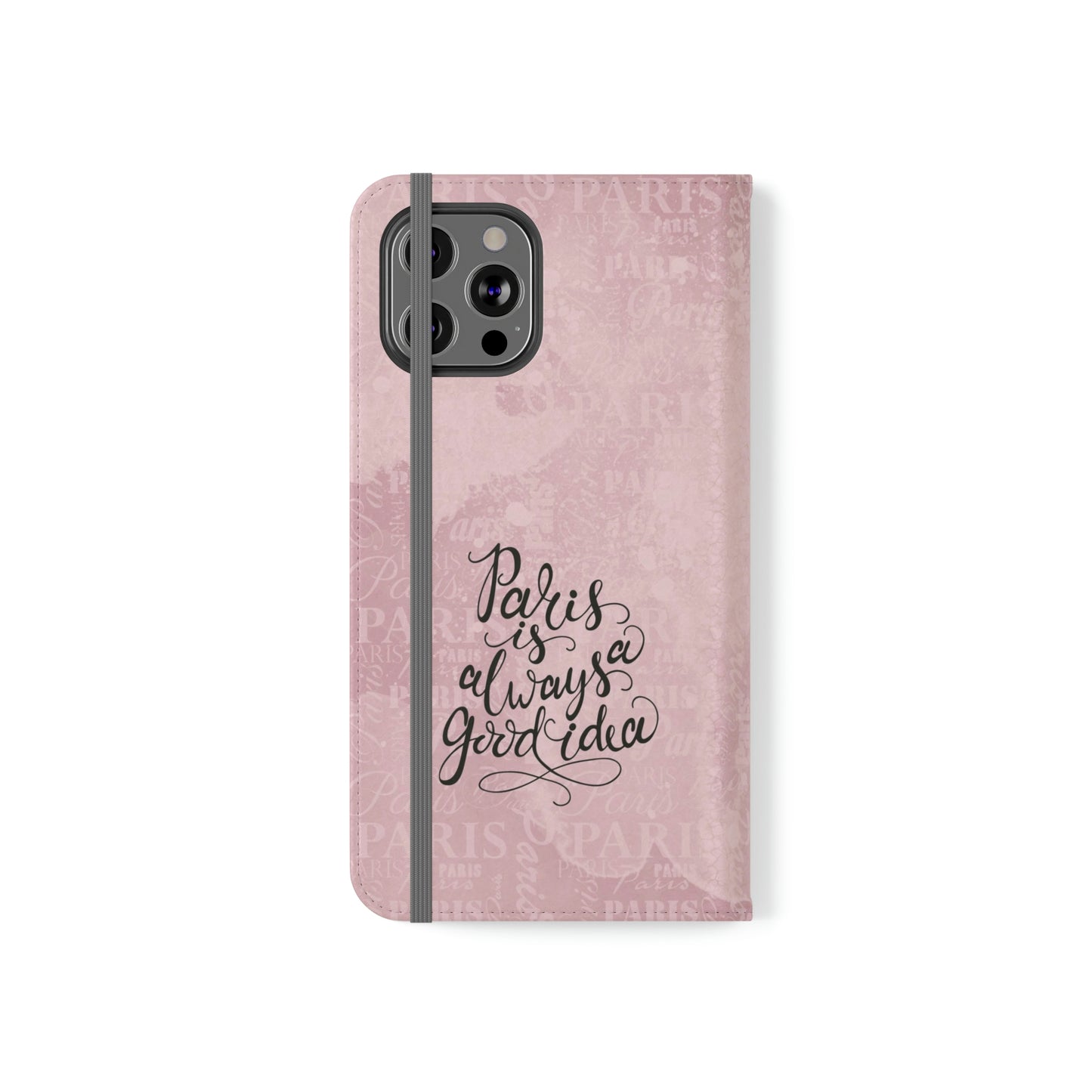 Audrey Hepburn Phone Case, Pink Paris Folio Phone Case, Paris is Always a Good Idea Smart Phone Folding Case