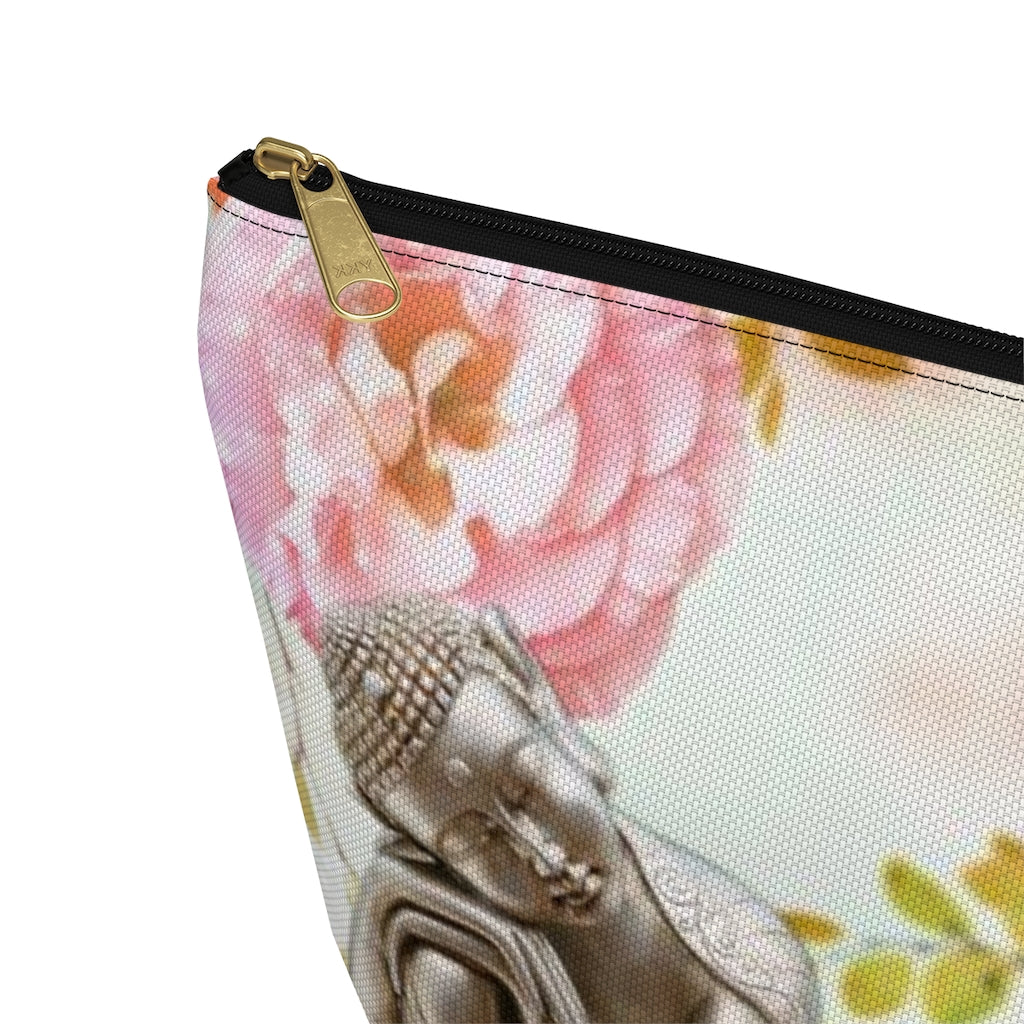 Buddha Cosmetic Pouch w T-bottom, Accessory Pouch, Rose