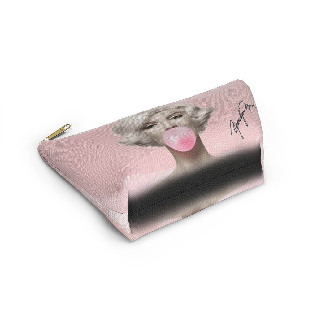 Marilyn Monroe Cosmetic Pouch w T-bottom, Accessory Pouch, Pink Signature