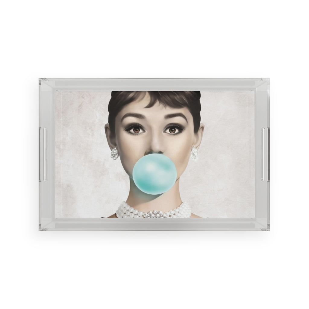 Audrey Hepburn Bubblegum Acrylic Serving Tray