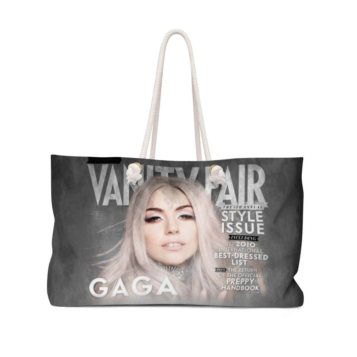 Lady Gaga Tote Bag - Weekender Bag, Rope Tote, Vanity Fair