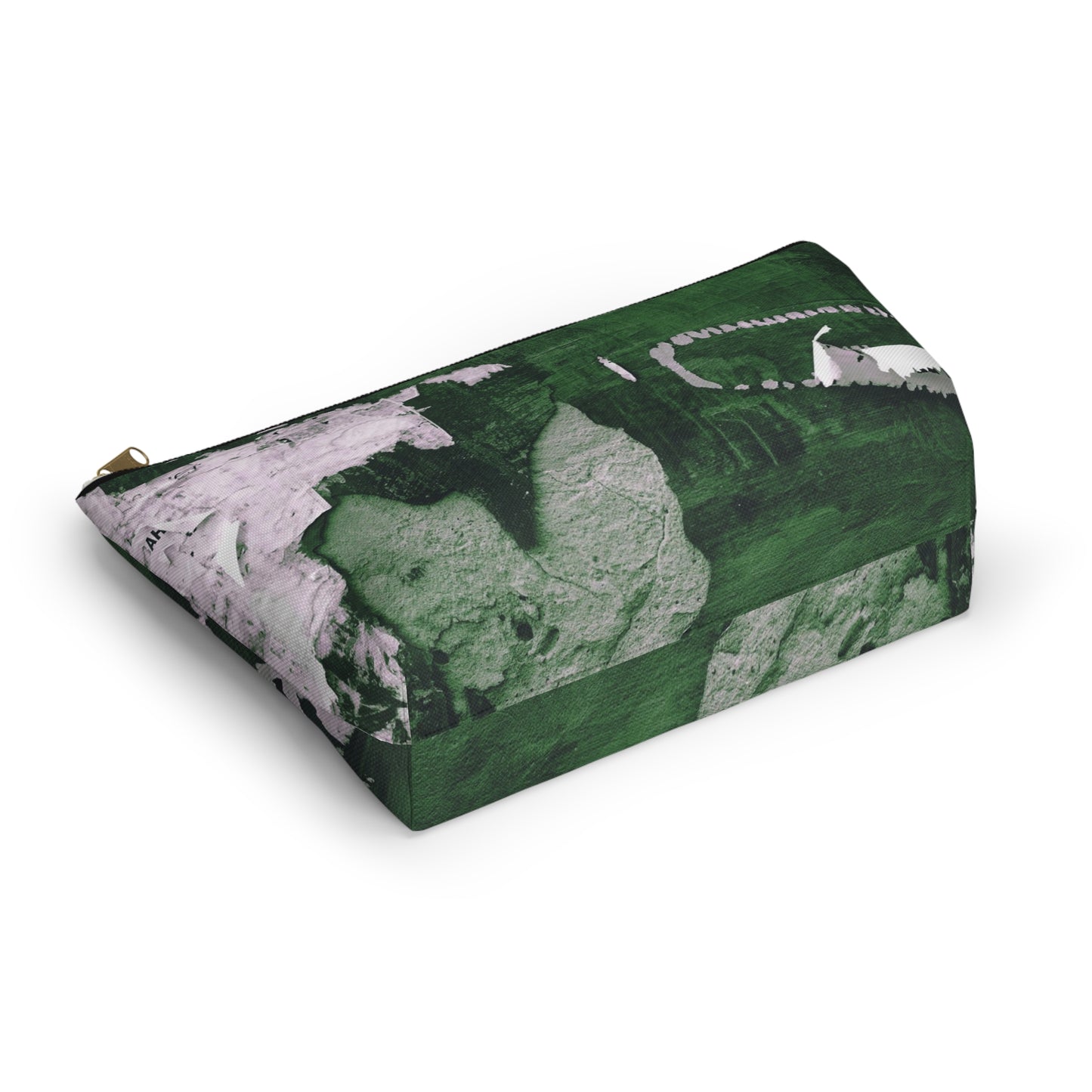 Urban Street Art Cosmetic Pouch w T-bottom, Accessory Pouch - Torn Poster Street Art Makeup Bag - Emerald Bag 9