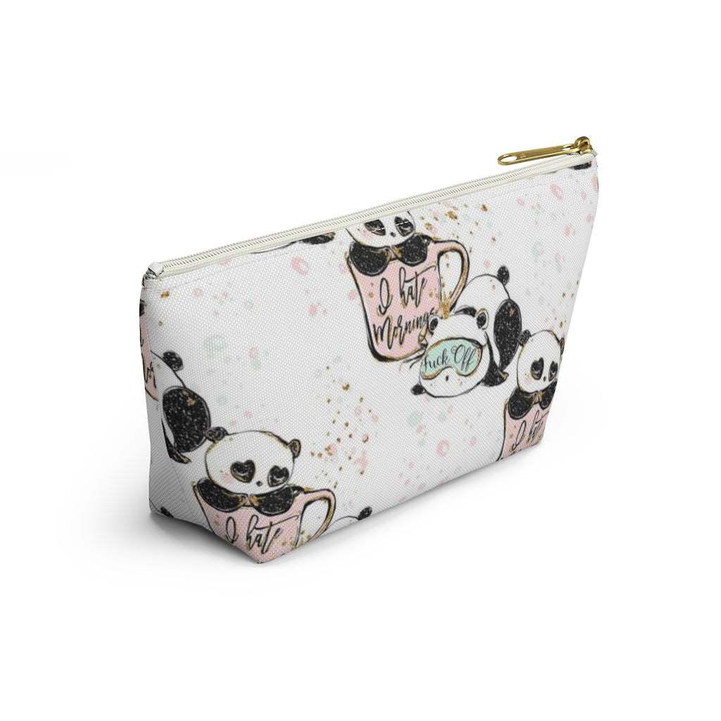 ADULT Not a Morning Panda Cosmetic Pouch w T-bottom, Accessory Pouch