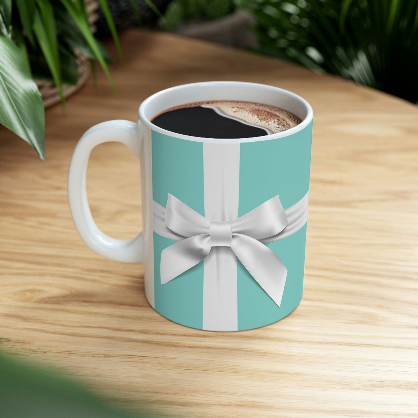 Personalized Little Blue Box Mug 11oz - Breakfast at Tiffany Mug - Robin Egg Blue Mug with White Bow - Name & Co.