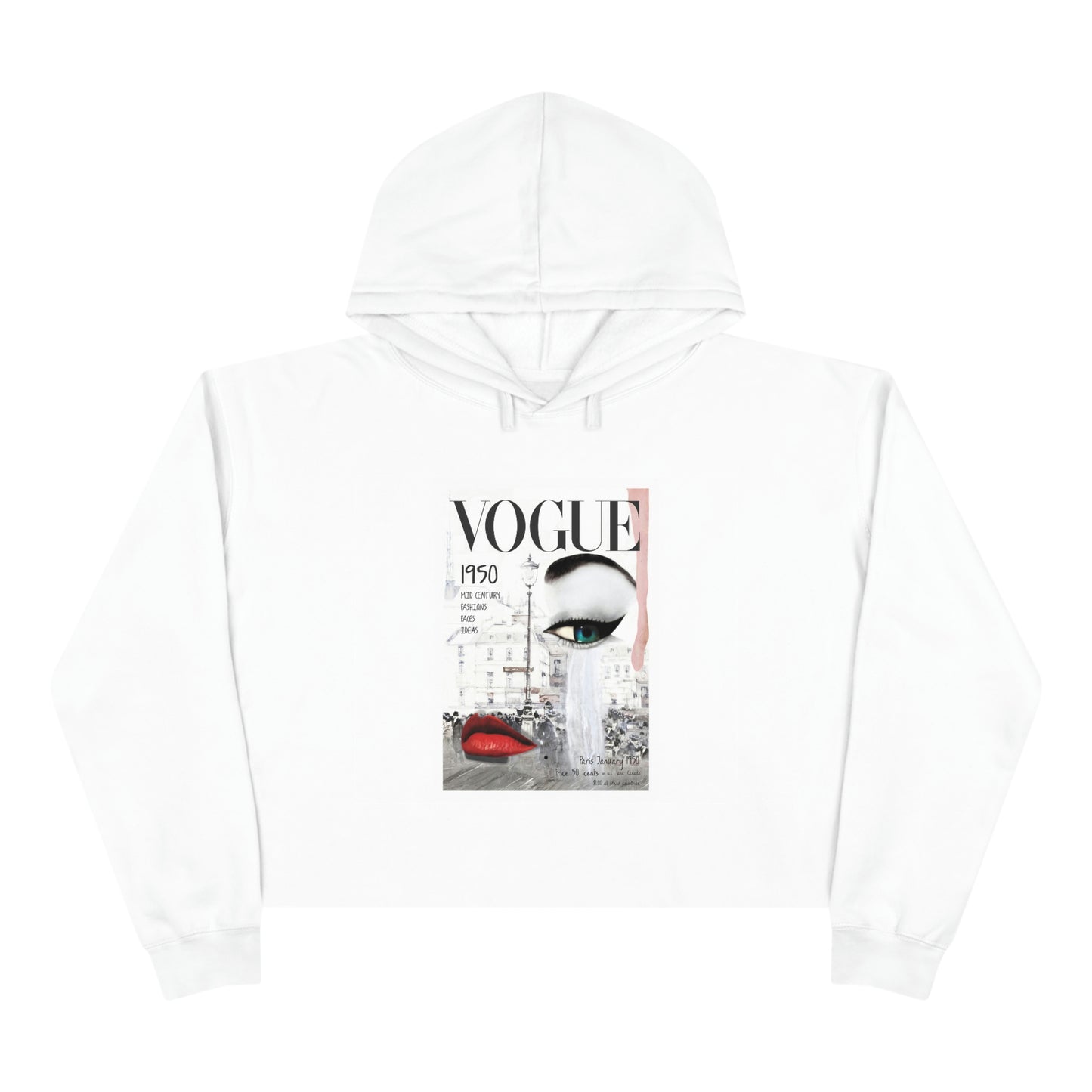 VOGUE Magazine Cover Crop Hoodie, Cropped Pullover, Crop Sweatshirt, Crop Top - Face