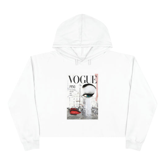 VOGUE Magazine Cover Crop Hoodie, Cropped Pullover, Crop Sweatshirt, Crop Top - Face